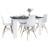Stół kuchenny 120x80 Czarny + Białe Nogi + 4 krzesła Skandynawskie Milano Białe