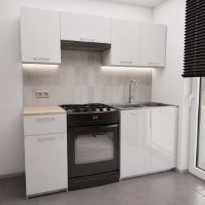 Zestaw mebli kuchennych 210x210 Almeria Biały Połysk UA