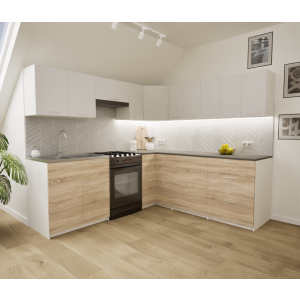 Zestaw mebli kuchennych 230x210 cm Korfu Sonoma+Biały UA
