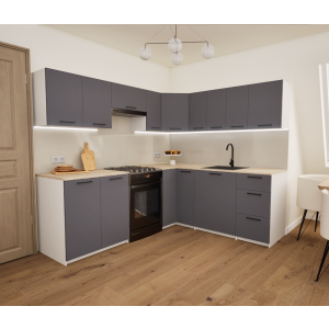 Zestaw mebli kuchennych 230 x190 cm Kreta Antracyt UC