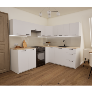 Zestaw mebli kuchennych 230 x190 cm Kreta Biały UC