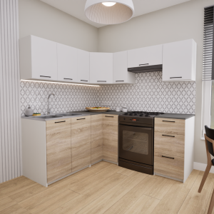 Zestaw mebli kuchennych 170x190 Nicea Sonoma+Biały UC