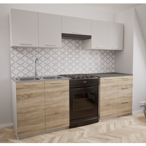 Zestaw mebli kuchennych 220cm Odessa Sonoma+Biały UA