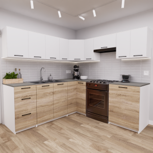 Zestaw mebli kuchennych 210x210 Atlanta Sonoma+Biały UC