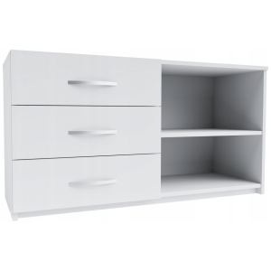 Komoda do salonu 110 cm 3 Szuflady + Półka Biała