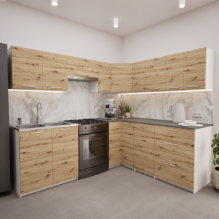 Zestaw mebli kuchennych 230x190 cm Alaska Dąb Artisan UA