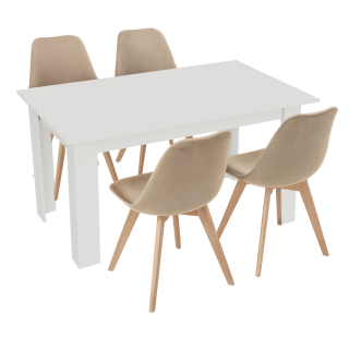 Stół kuchenny 120x80 Czarny +  4 krzesła Bari Beżowe