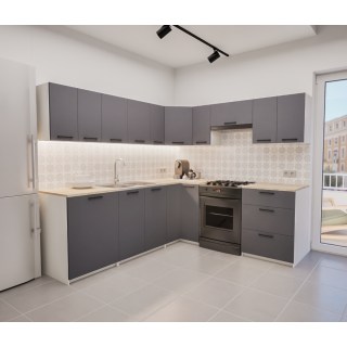 Zestaw mebli kuchennych 230x210 cm Bolonia Antracyt UC