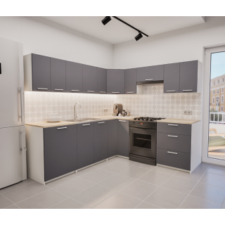 Zestaw mebli kuchennych 230x210 cm Bolonia Antracyt UA