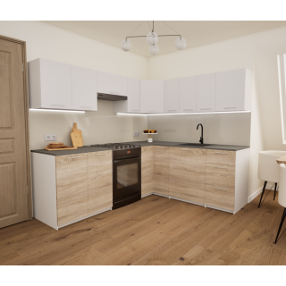 Zestaw mebli kuchennych 230 x190 cm Kreta Sonoma+Biały UA