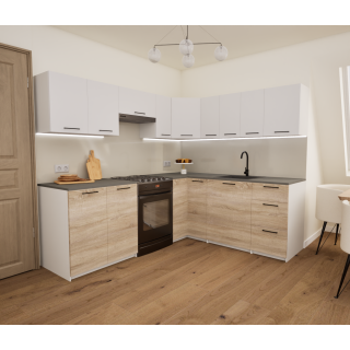 Zestaw mebli kuchennych 230 x190 cm Kreta Sonoma+Biały UC