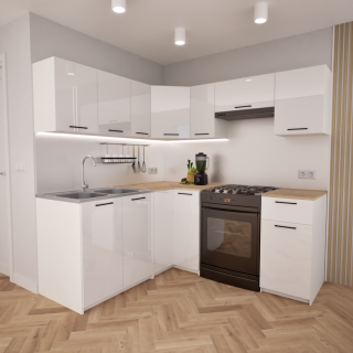 Zestaw mebli kuchennych 170x190 cm Nantes Biały Połysk UC