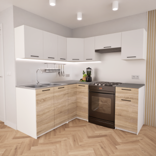 Zestaw mebli kuchennych 170x190 cm Nantes Sonoma+Biały UC