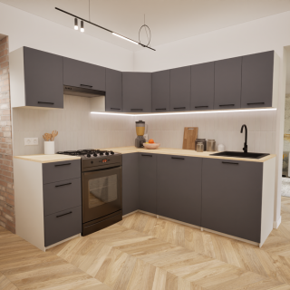 Zestaw mebli kuchennych 190x210 cm Palermo Antracyt UC