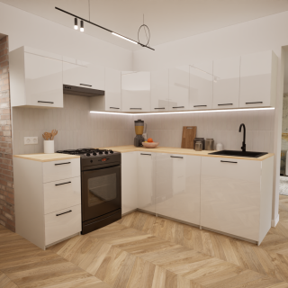 Zestaw mebli kuchennych 190x210 cm Palermo Biały Połysk UC