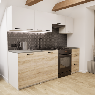 Zestaw mebli kuchennych 220cm Salwador Sonoma+Biały UC