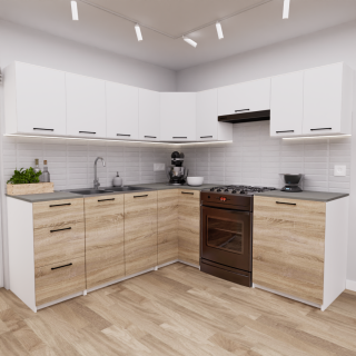 Zestaw mebli kuchennych 210x210 Atlanta Sonoma+Biały UC