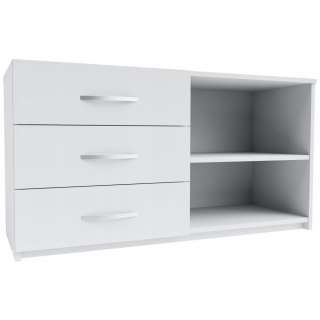 Komoda do salonu 110 cm 3 Szuflady + Półka Biała