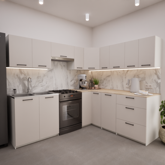 Zestaw mebli kuchennych 230x190 cm Alaska Kaszmir UC
