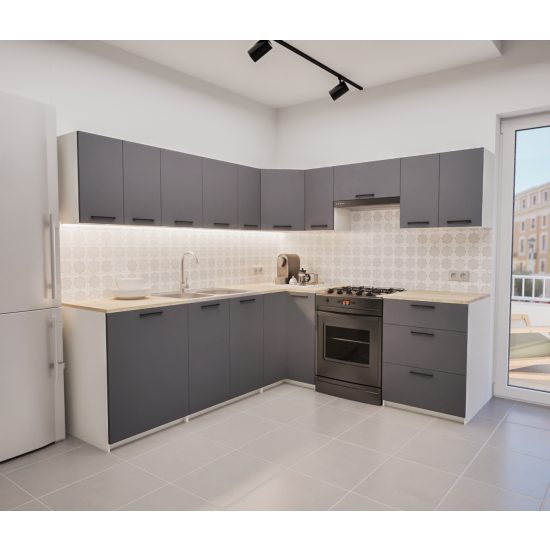 Zestaw mebli kuchennych 230x210 cm Bolonia Antracyt UC
