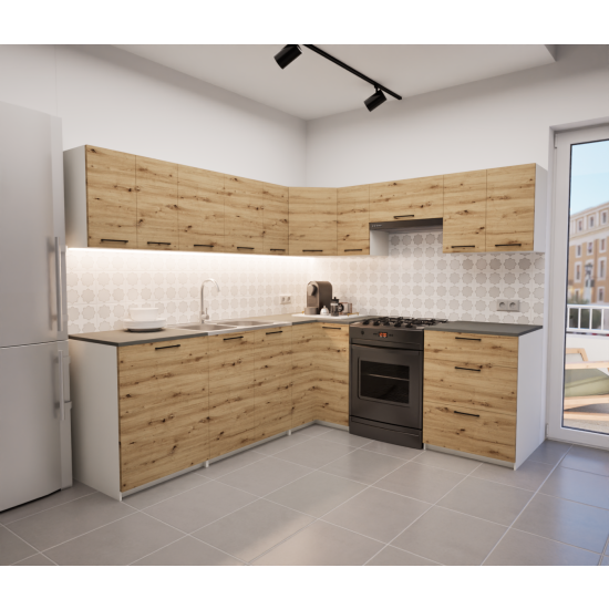 Zestaw mebli kuchennych 230x210 cm Bolonia Dąb Artisan UC