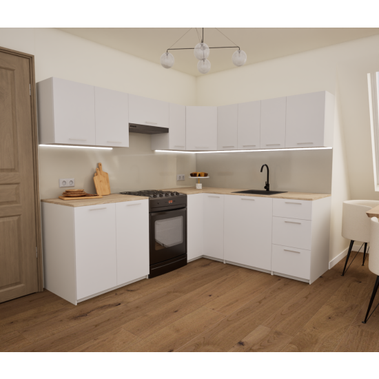 Zestaw mebli kuchennych 230 x190 cm Kreta Biały UA