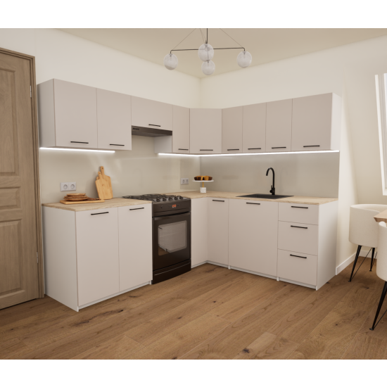 Zestaw mebli kuchennych 230 x190 cm Kreta Kaszmir UC