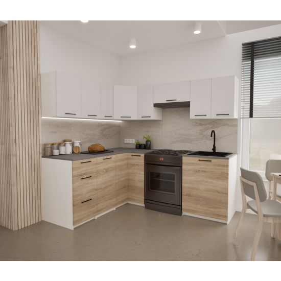 Zestaw mebli kuchennych 170x210 cm Marsylia Sonoma+Biały UC