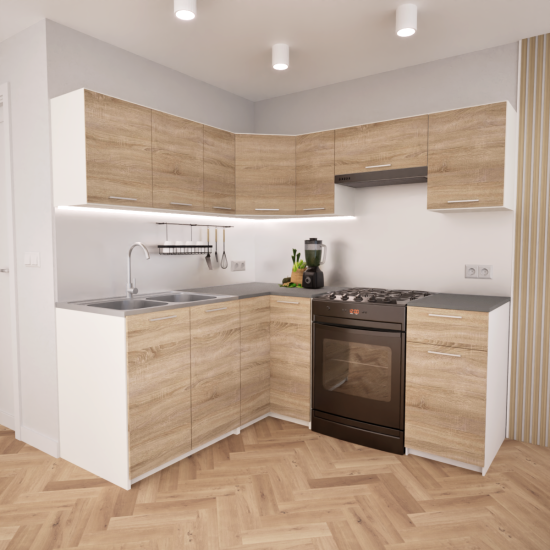 Zestaw mebli kuchennych 170x190 cm Nantes Sonoma UA