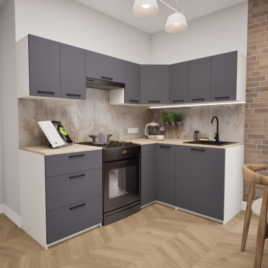Zestaw mebli kuchennych 210x150 cm Nevada Antracyt UC