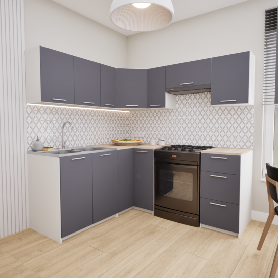 Zestaw mebli kuchennych 170x190 Nicea Antracyt UA