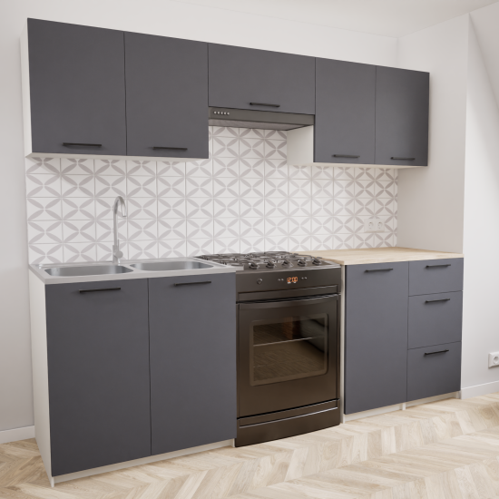 Zestaw mebli kuchennych 220cm Odessa Antracyt UC