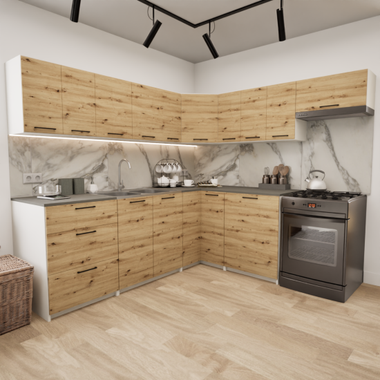 Zestaw mebli kuchennych 230x210 Rodos Dąb Artisan UC