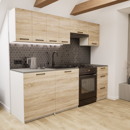 Zestaw mebli kuchennych 220cm Salwador Sonoma UC