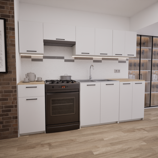 Zestaw mebli kuchennych 240cm Toronto Białe UC