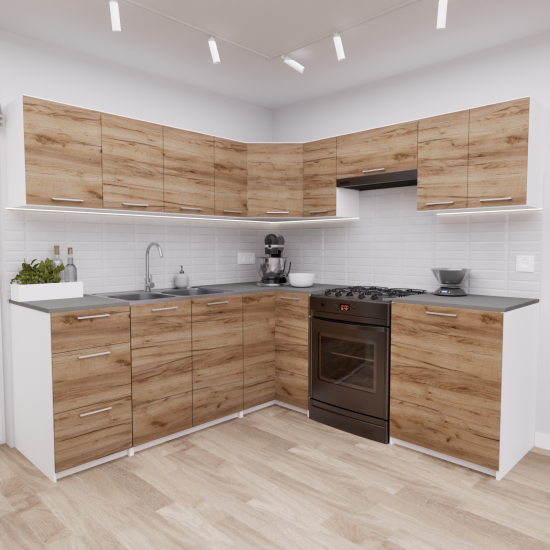 Zestaw mebli kuchennych 210x210 Atlanta Dąb Craft UA