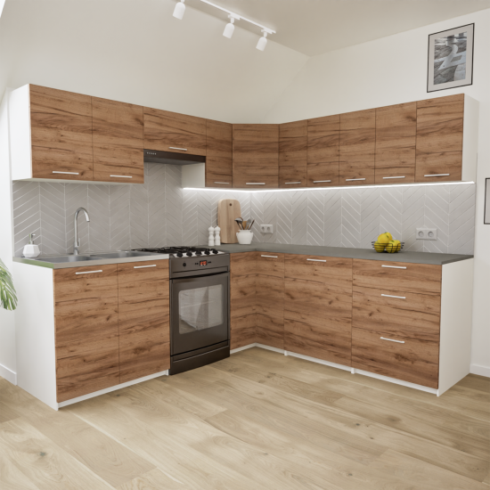 Zestaw mebli kuchennych 230x210 cm Korfu Dąb Craft UA